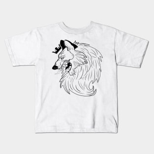 Black Wolfy In Crown Kids T-Shirt